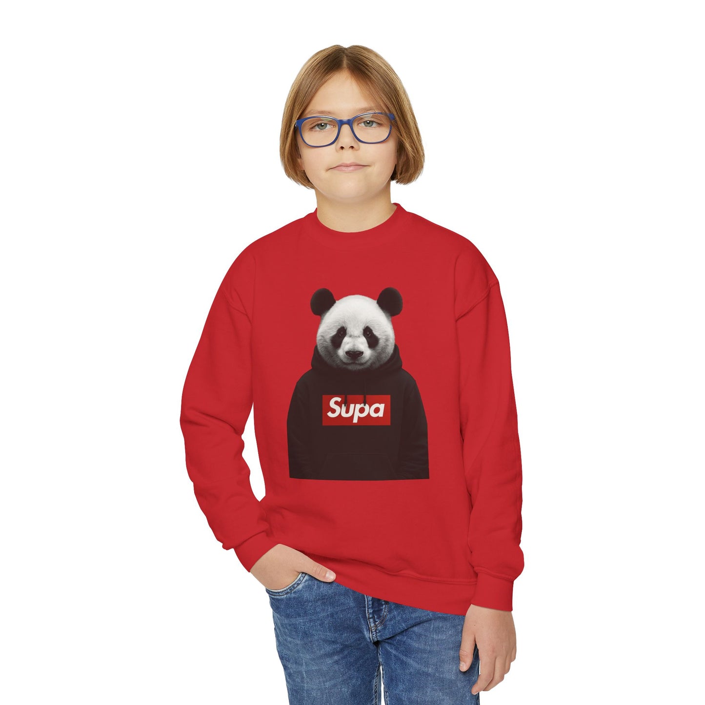 Youth Panda 'Supa' Crewneck Sweatshirt — Peace In A Storm Graphic