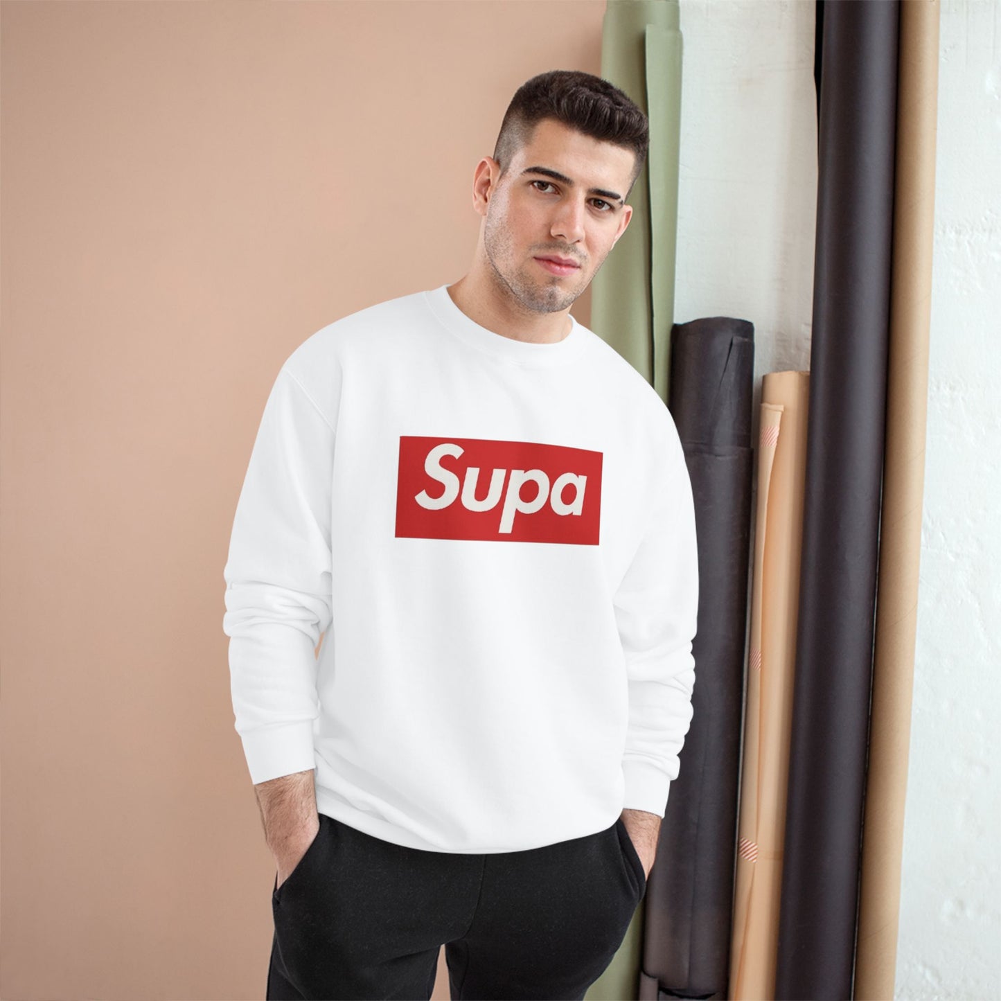 Supa Bee Champion Sweatshirt - Stylish & Cozy White Crewneck