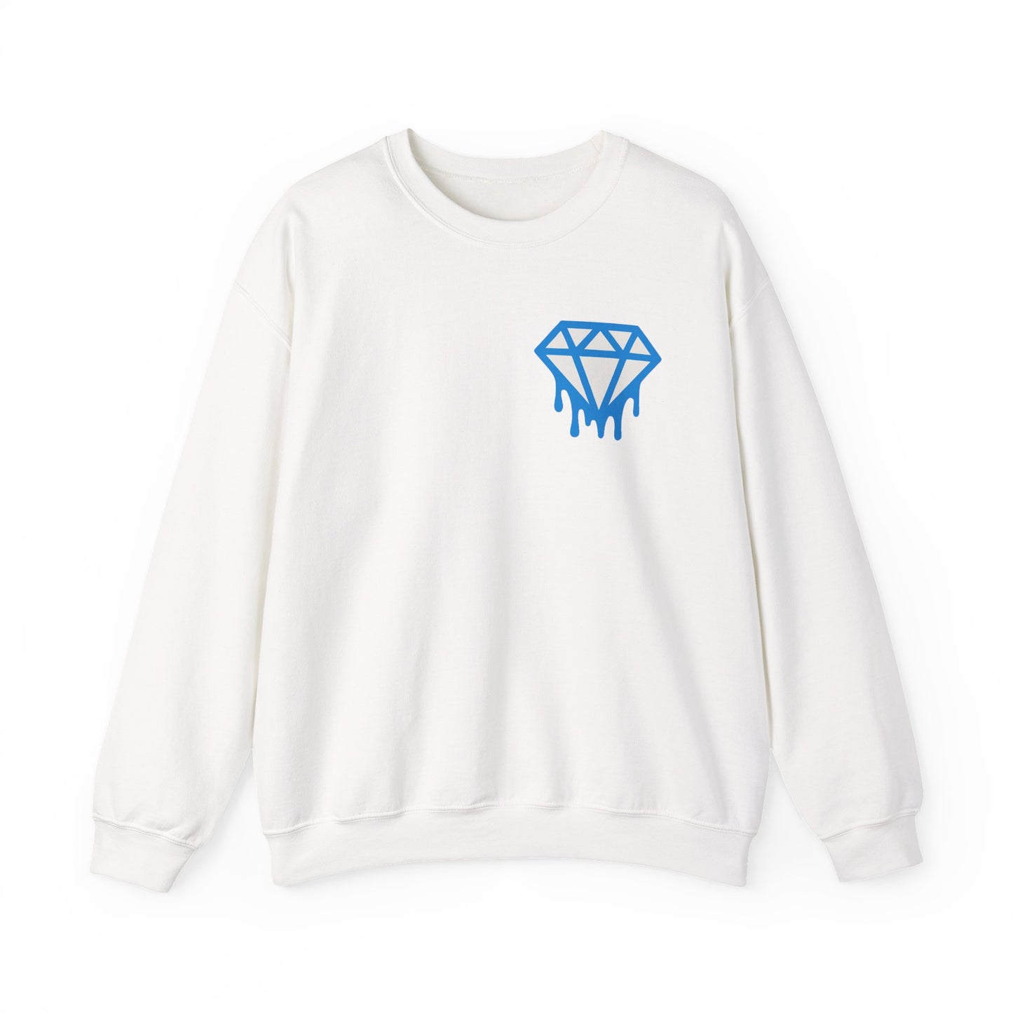 Dripping Blue Diamond Crewneck Sweatshirt — Stadium Nightscape Back Print