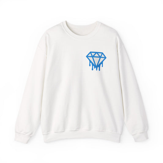 Dripping Blue Diamond Crewneck Sweatshirt — Stadium Nightscape Back Print