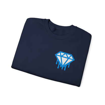 Dripping Blue Diamond Crewneck Sweatshirt — Stadium Nightscape Back Print