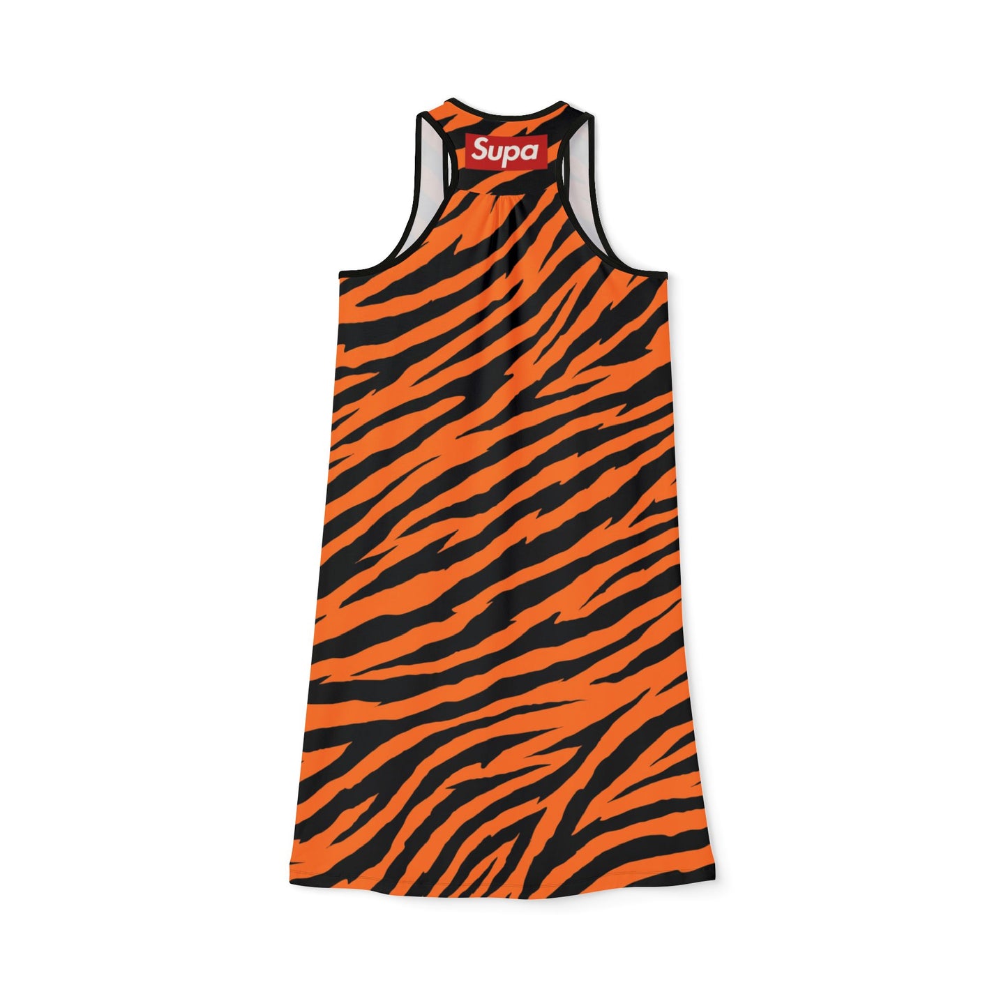 Tiger Stripe Racerback Dress – Bold Orange Animal Print AOP