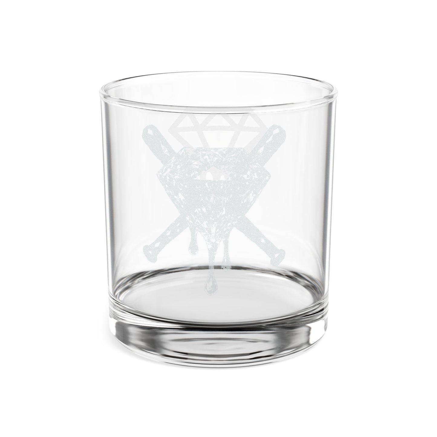 Engraved Diamond & Crossed Knives Whiskey Glass — 10.5 oz