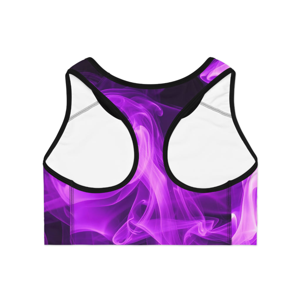 Purple Smoke 'Supa' Sports Bra — Bold All-Over Print Activewear