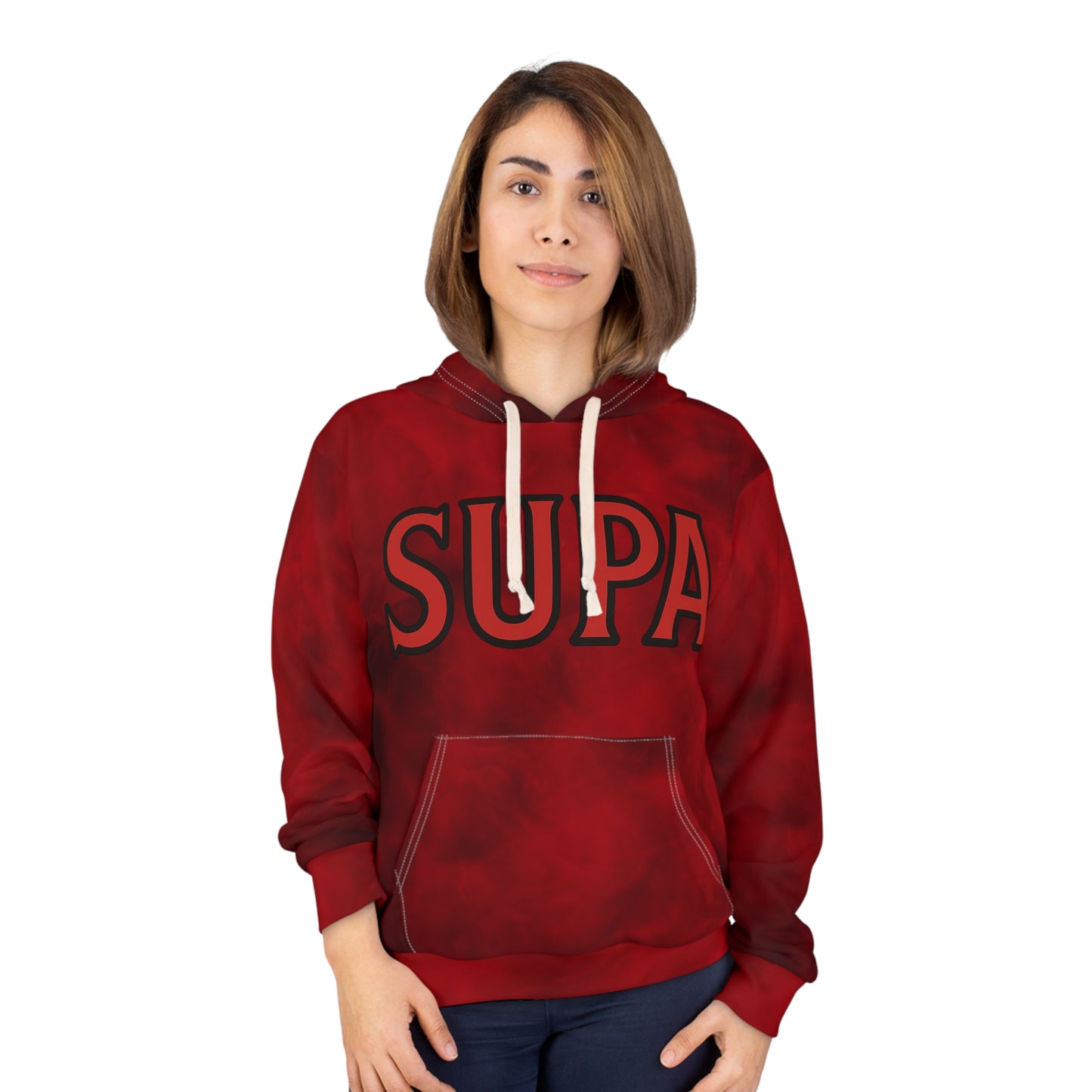 Supa Red Tie-Dye Hoodie – Bold Graphic Pullover