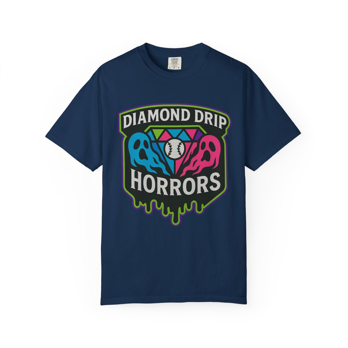 Diamond Drip Horrors Baseball T-Shirt — Fang Fielder Graphic Tee