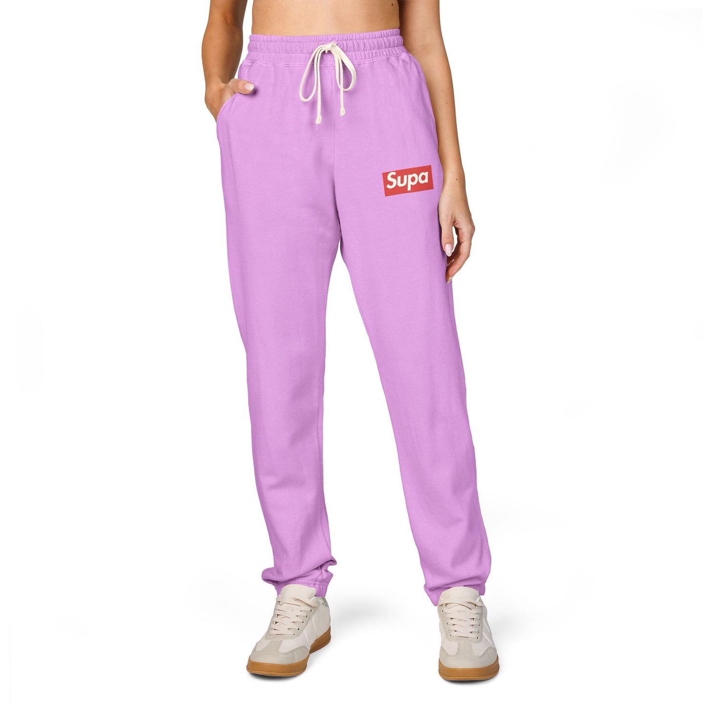 Charcoal 'Supra' Logo Sweatpants — Garment-Dyed Fleece Joggers