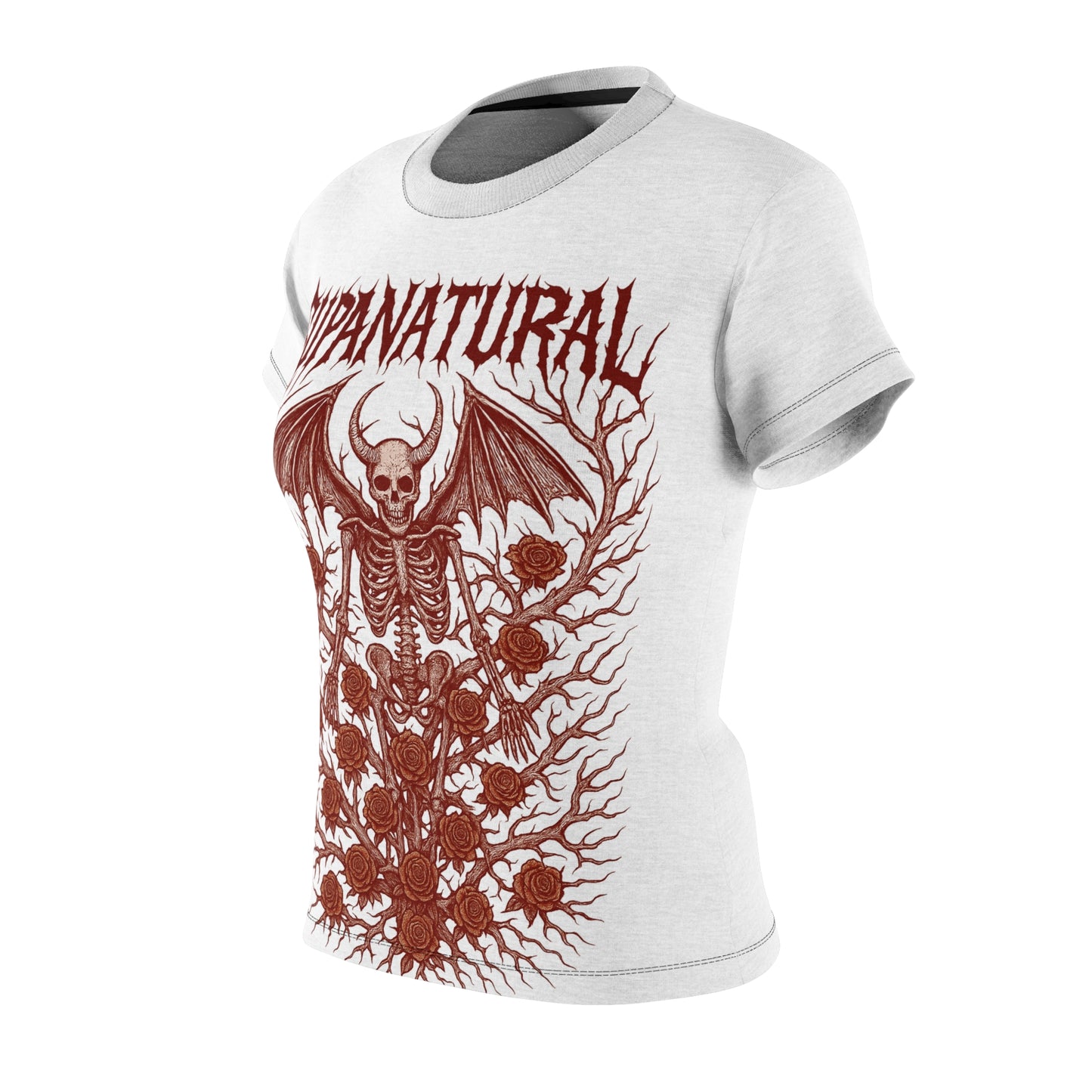 Supanatural Women's Tee — Gothic Skull & Bat Skeleton Graphic Shirt