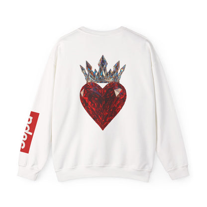 King of Hearts Crewneck Sweatshirt — 'Supa' Card Graphic with Crowned Ruby Heart