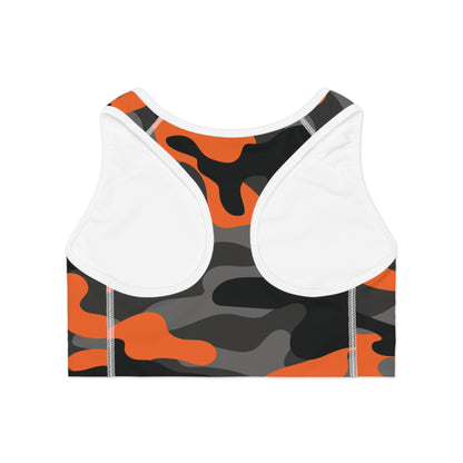 Orange Camo "Supa" Sports Bra — Bold Streetwear Activewear
