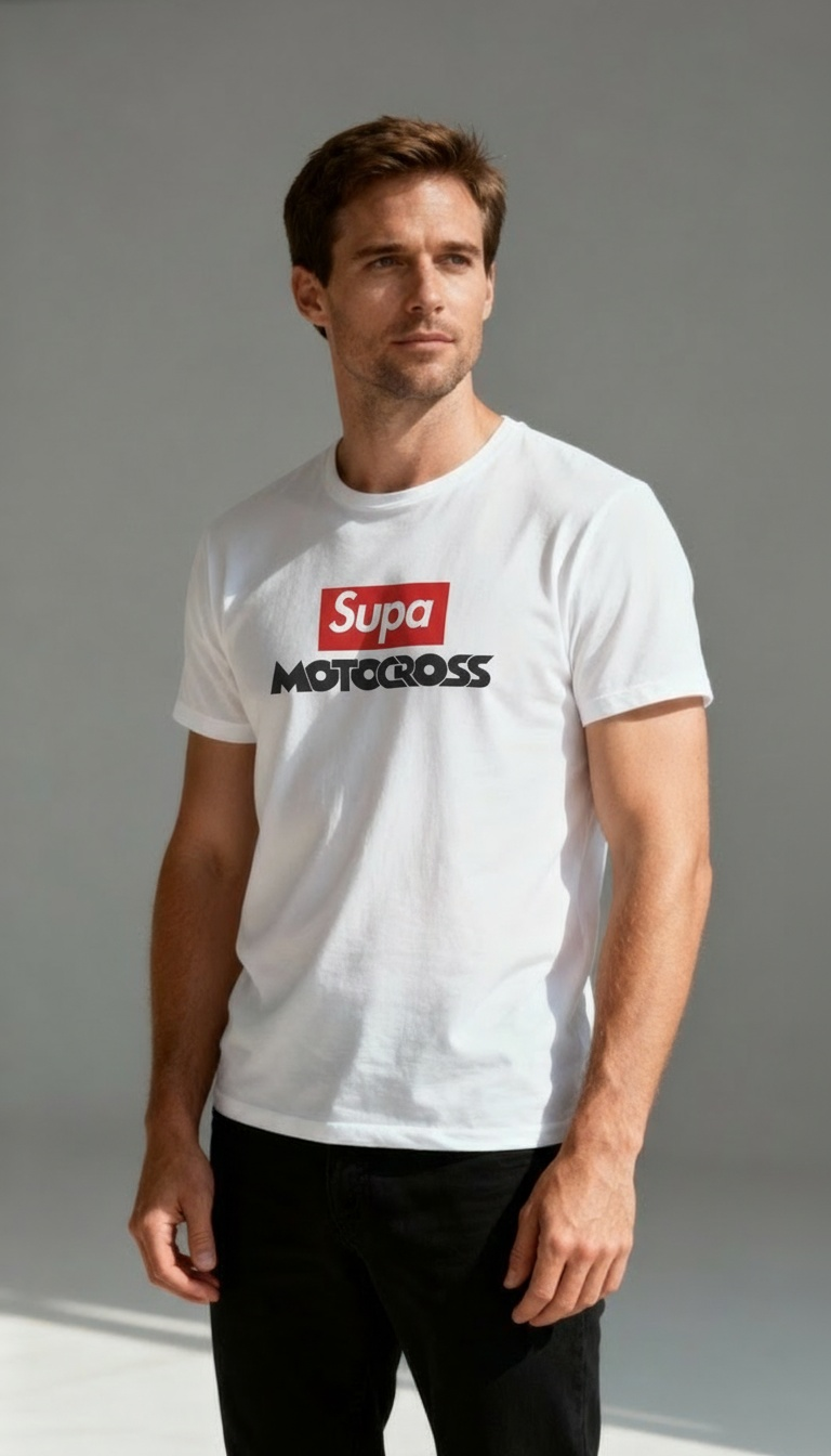 Motocross T-Shirt — "Supa" Logo & Back Graphic (Peace in a Storm)