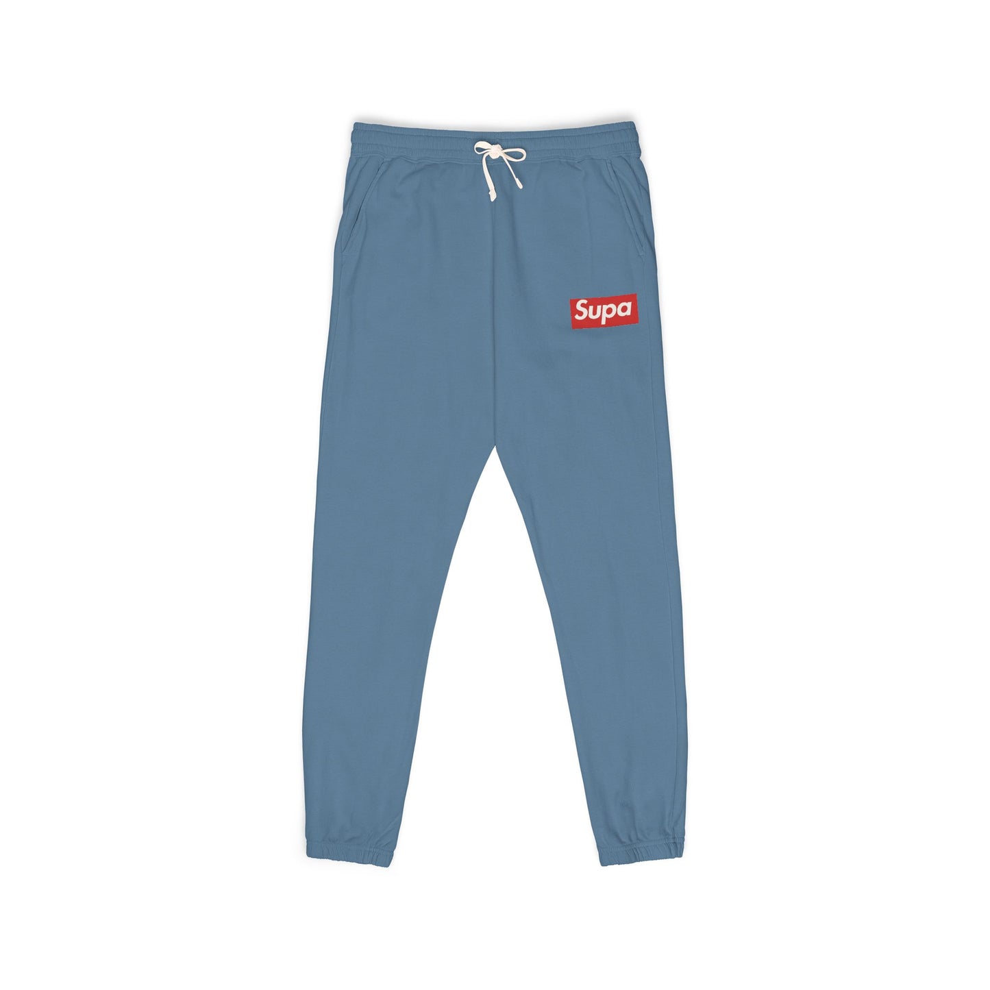 Charcoal 'Supra' Logo Sweatpants — Garment-Dyed Fleece Joggers