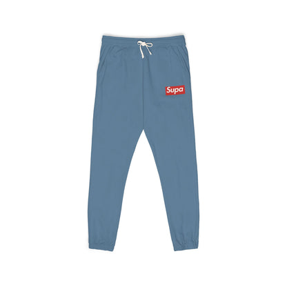 Charcoal 'Supra' Logo Sweatpants — Garment-Dyed Fleece Joggers