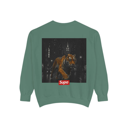 Supa Tiger Unisex Sweatshirt - Trendy Garment-Dyed Apparel