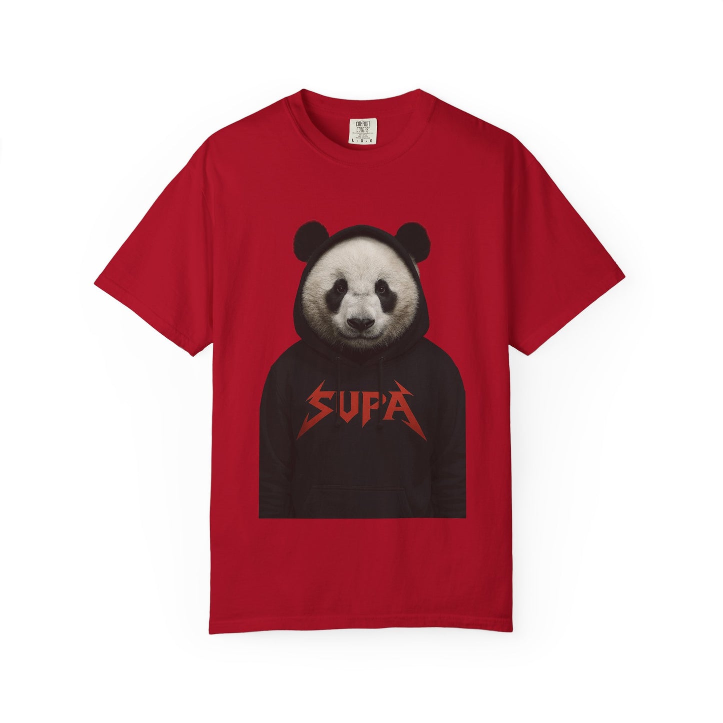 Panda Hoodie Graphic T‑Shirt — 'Supa' Front & 'Off The Map' Zebra Back