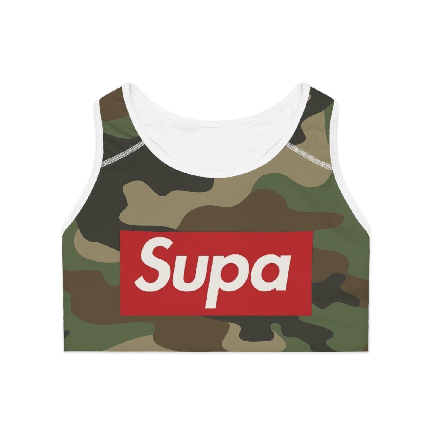 Camo "Supa" Sports Bra — Women's Athletic Crop Top