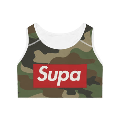 Camo "Supa" Sports Bra — Women's Athletic Crop Top