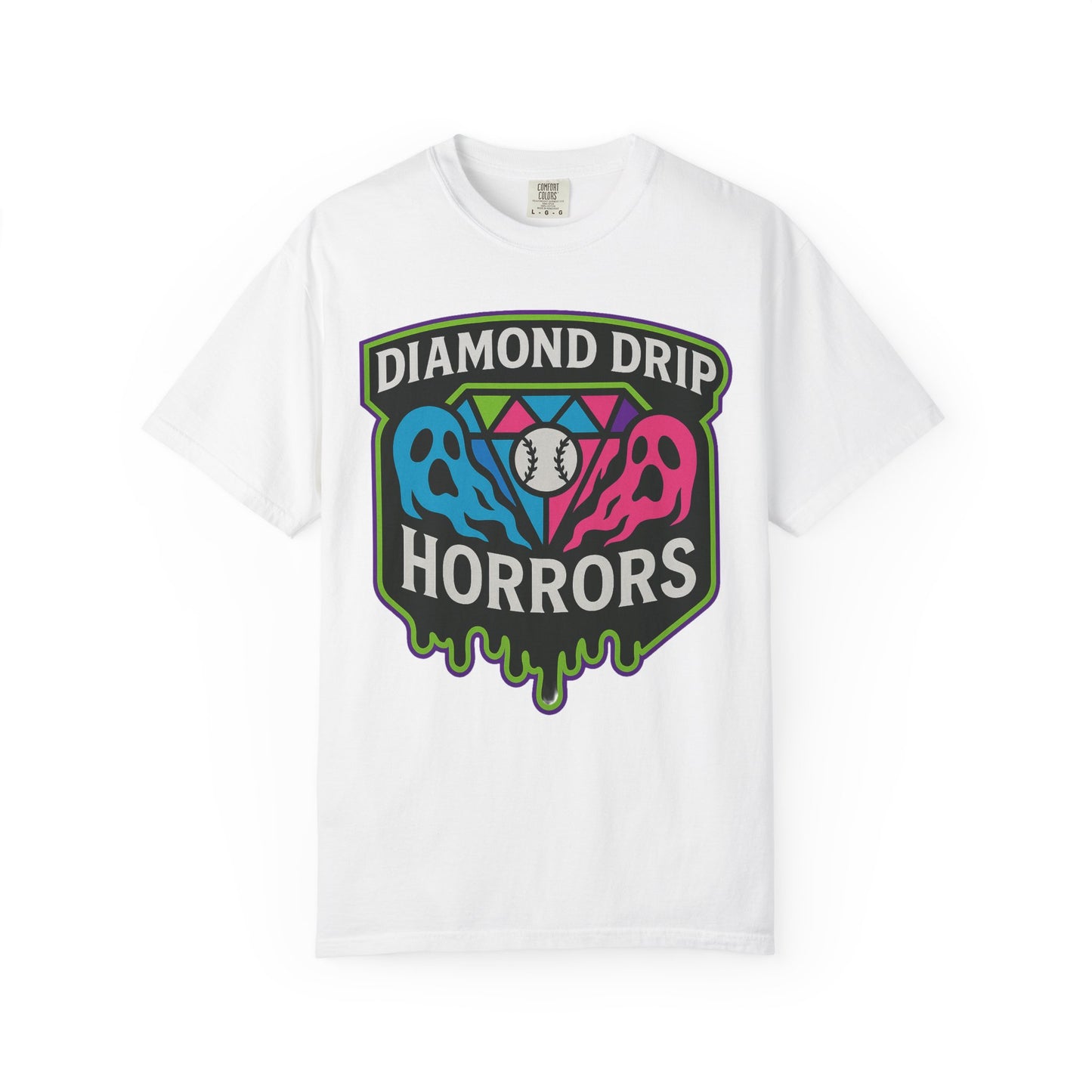 Diamond Drip Horrors T-Shirt — Retro Horror Baseball Graphic Tee