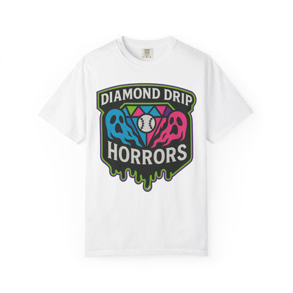 Diamond Drip Horrors T-Shirt — Retro Horror Baseball Graphic Tee