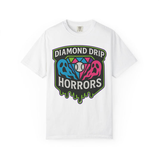 Diamond Drip Horrors T-Shirt — Retro Horror Baseball Graphic Tee