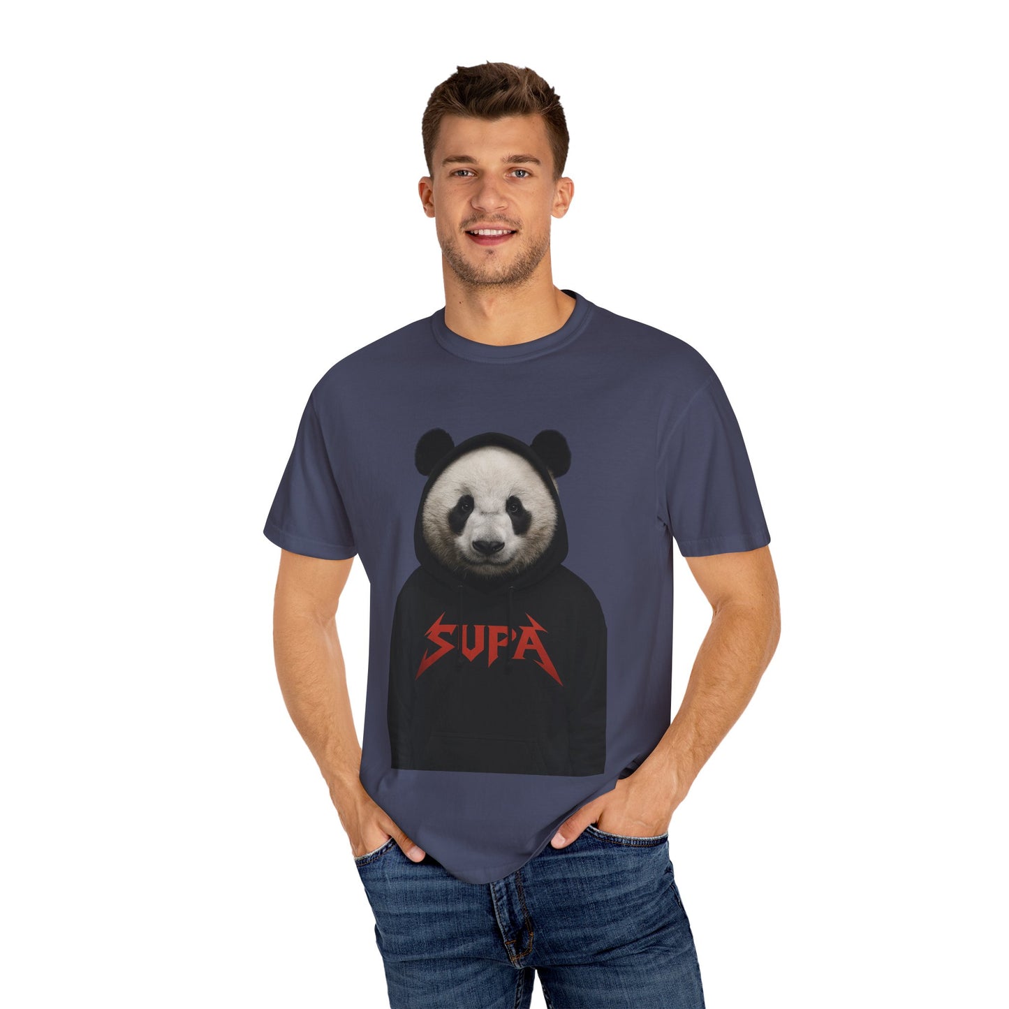 Panda Hoodie Graphic T‑Shirt — 'Supa' Front & 'Off The Map' Zebra Back