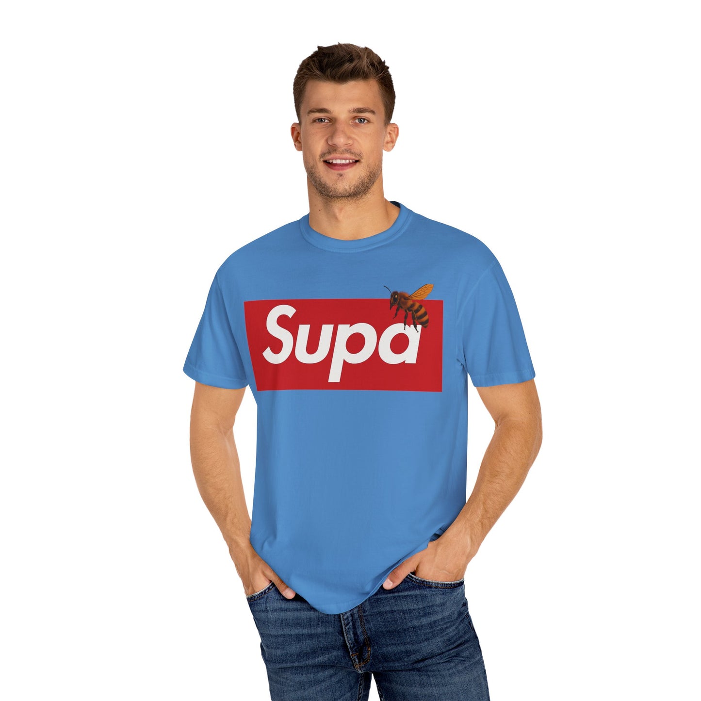 Supa Bee T-Shirt — Retro Box Logo with Honeycomb & Bee Graphic