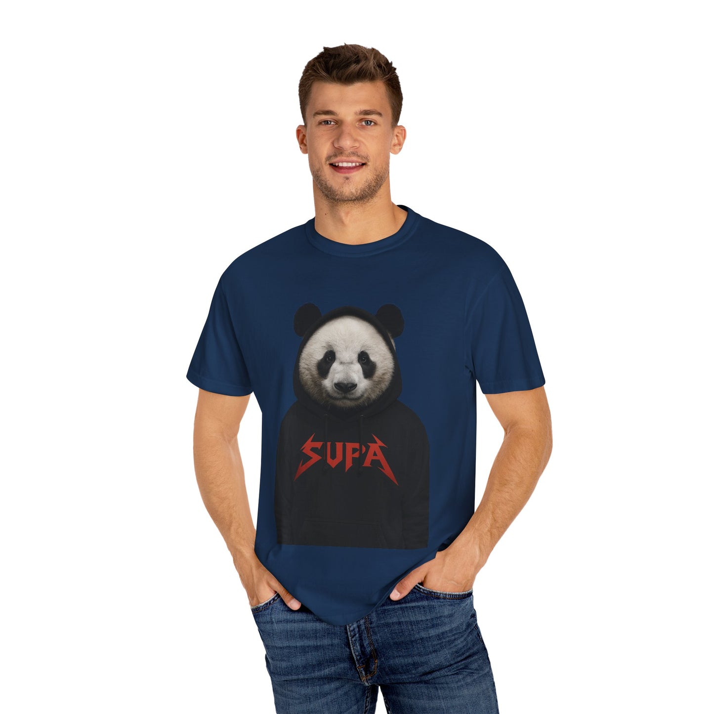 Panda Hoodie Graphic T‑Shirt — 'Supa' Front & 'Off The Map' Zebra Back