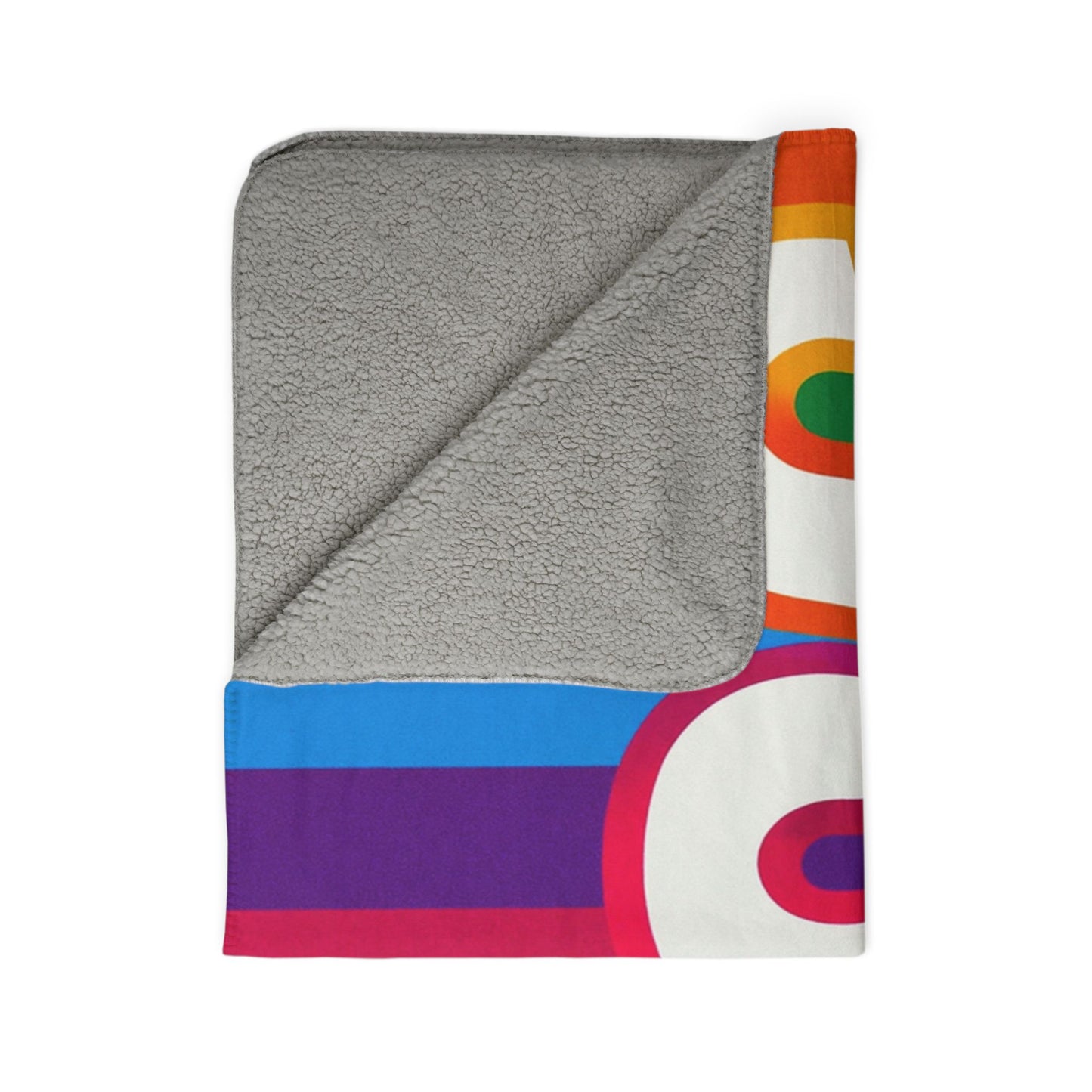 Supa Colorful Striped Fleece Sherpa Blanket — Bold Rainbow 'SUPA' Cozy Throw