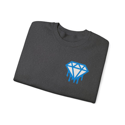 Dripping Blue Diamond Crewneck Sweatshirt — Stadium Nightscape Back Print