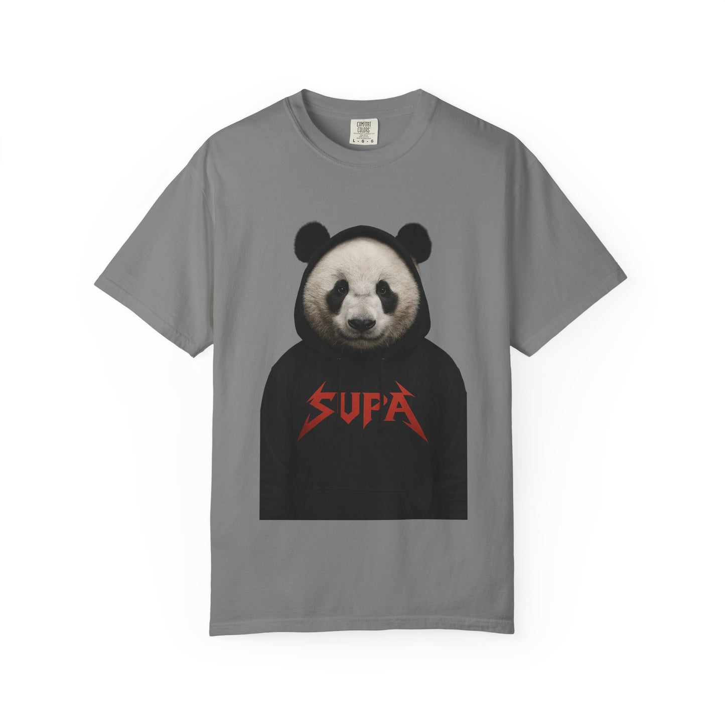 Panda Hoodie Graphic T‑Shirt — 'Supa' Front & 'Off The Map' Zebra Back