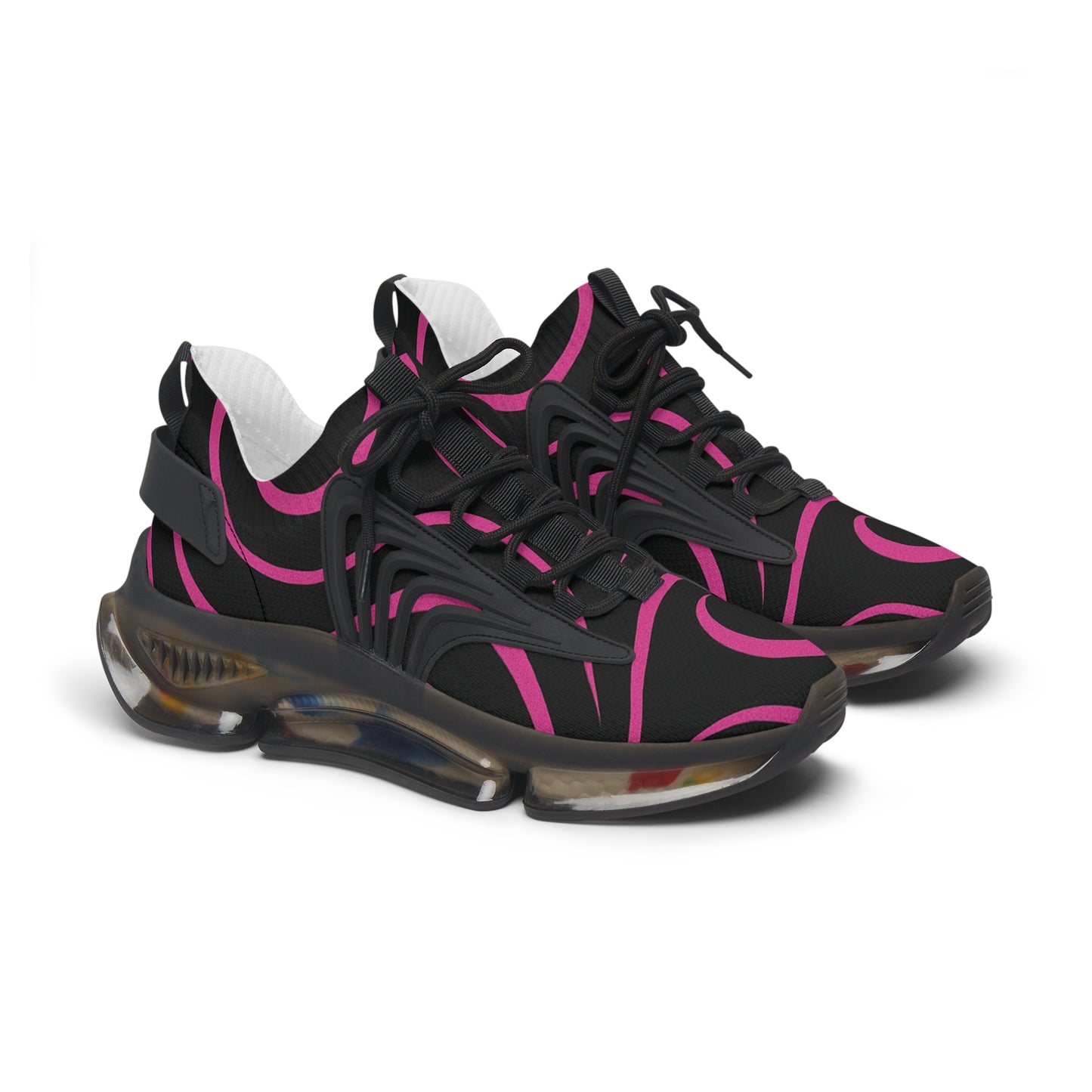 Women's Mesh Sneakers — Black & Hot Pink Swirl Athletic Shoes