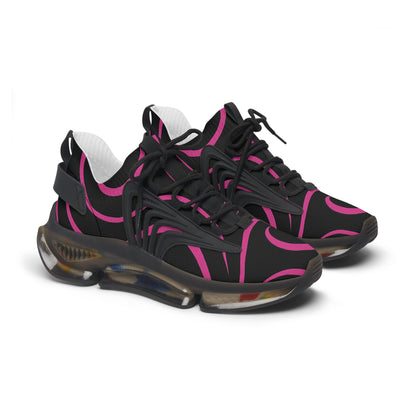 Women's Mesh Sneakers — Black & Hot Pink Swirl Athletic Shoes