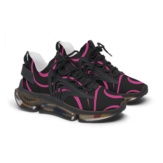 Women's Mesh Sneakers — Black & Hot Pink Swirl Athletic Shoes