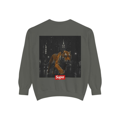 Supa Tiger Unisex Sweatshirt - Trendy Garment-Dyed Apparel
