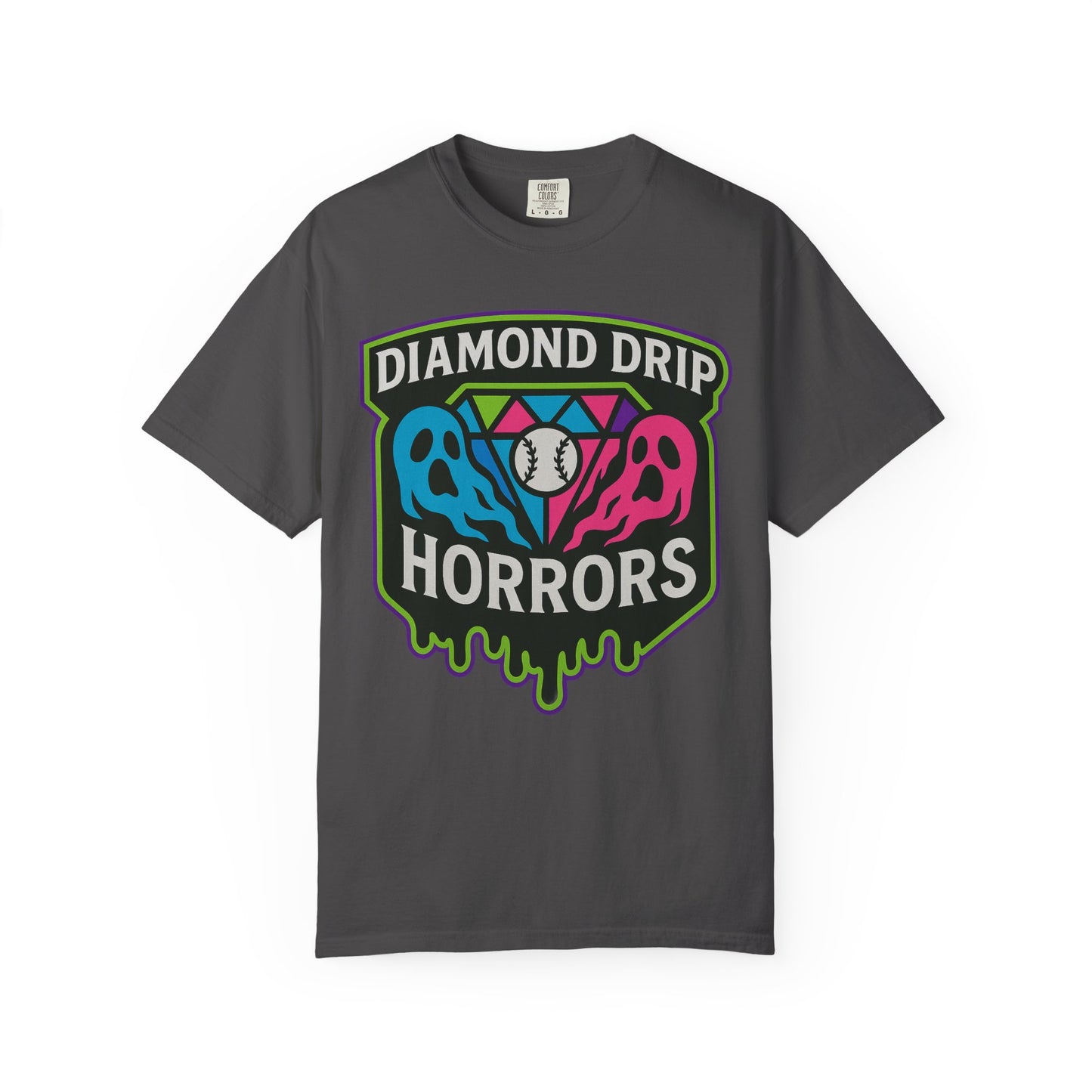 Diamond Drip Horrors T-Shirt — Retro Horror Baseball Graphic Tee