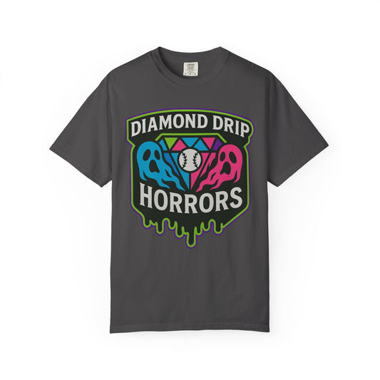 Diamond Drip Horrors T-Shirt — Retro Horror Baseball Graphic Tee