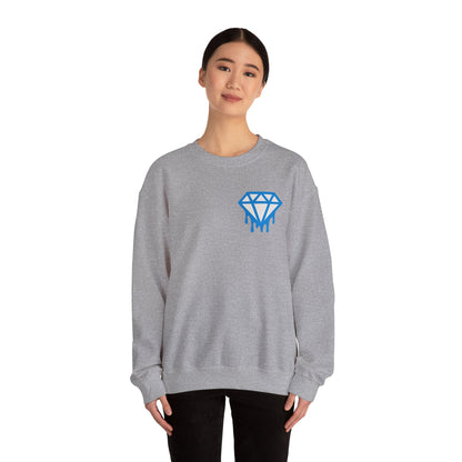 Dripping Blue Diamond Crewneck Sweatshirt — Stadium Nightscape Back Print