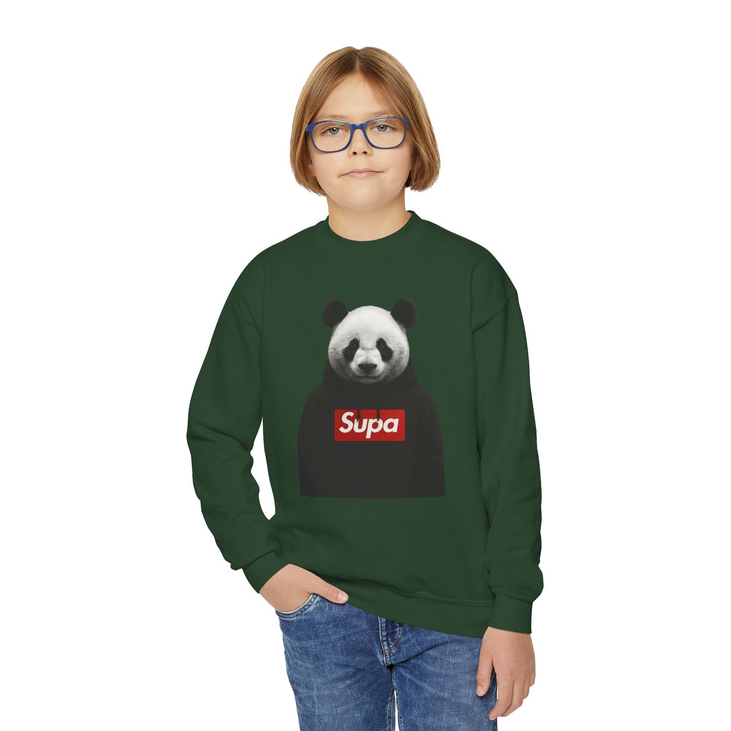 Youth Panda 'Supa' Crewneck Sweatshirt — Peace In A Storm Graphic