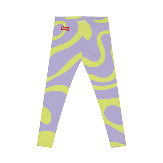 Psychedelic Swirl Leggings — Lavender & Lime All-Over Print Women’s Leggings