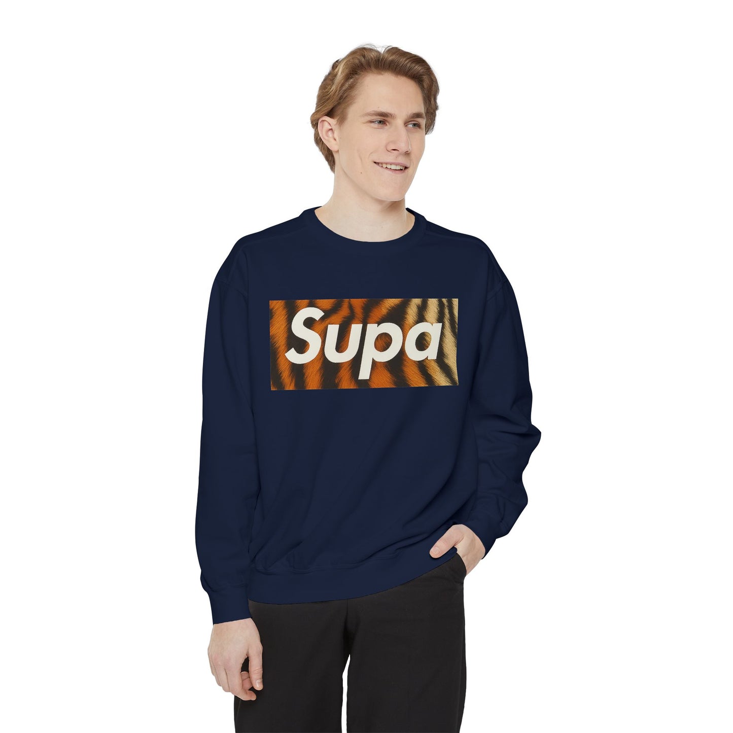Supa Tiger Unisex Sweatshirt - Trendy Garment-Dyed Apparel