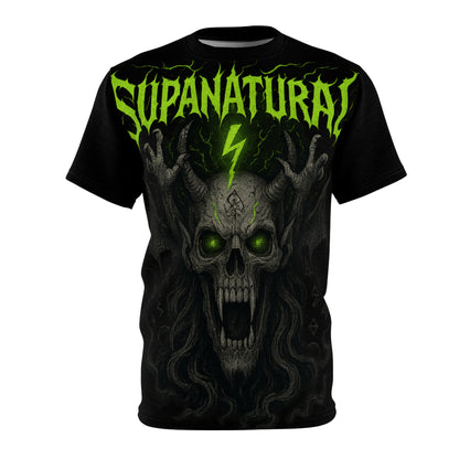 Supanatural Skull Tee — Neon Green Horror Graphic T-Shirt