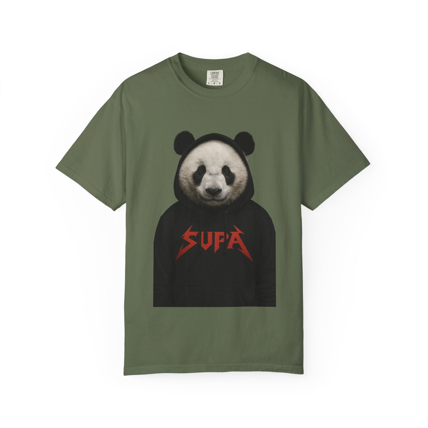 Panda Hoodie Graphic T‑Shirt — 'Supa' Front & 'Off The Map' Zebra Back