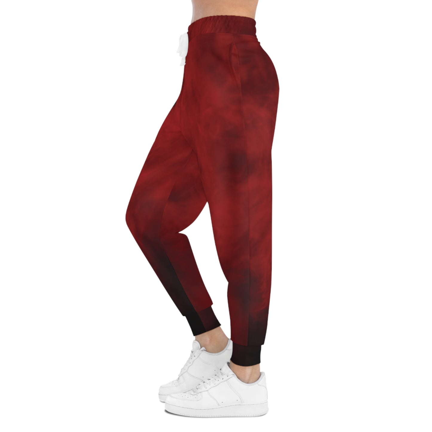 Red Rose Athletic Joggers — Floral Burgundy AOP Sweatpants