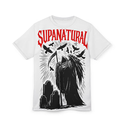 Supanatural Grim Reaper Graphic Tee — Gothic Cemetery Scythe T-Shirt