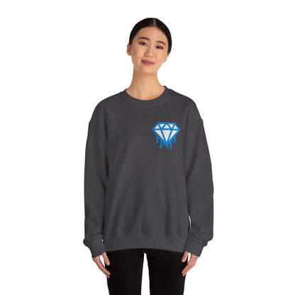 Dripping Blue Diamond Crewneck Sweatshirt — Stadium Nightscape Back Print