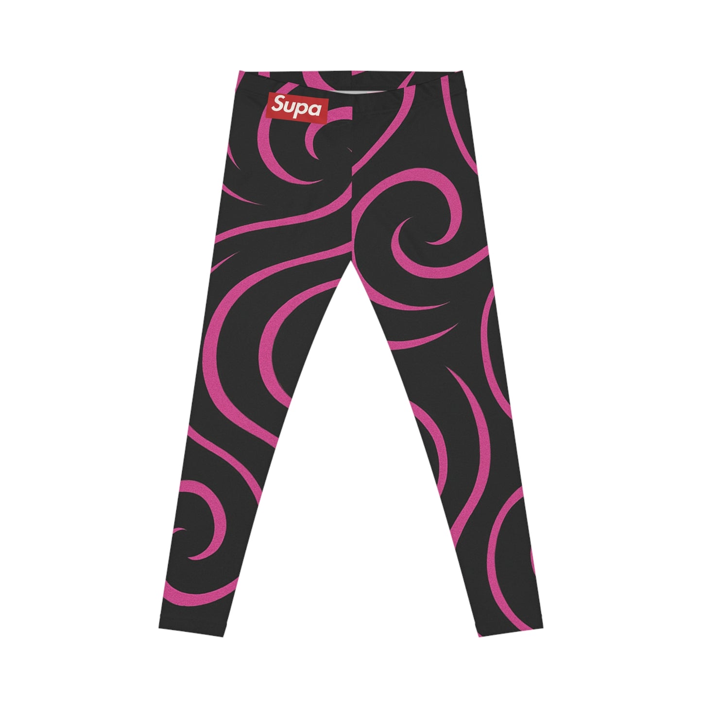 Pink Swirl Pattern Leggings — Women's Casual All-Over Print