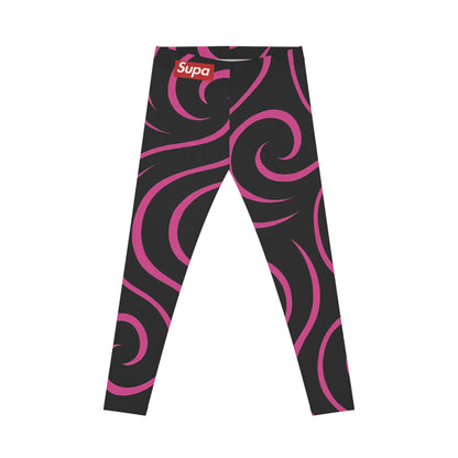 Pink Swirl Pattern Leggings — Women's Casual All-Over Print
