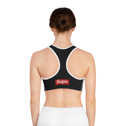 Supa Bubble Text Sports Bra — Bold Pink Graphic Activewear