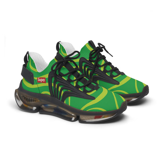 Green Swirl Mesh Sneakers — Women's Lightweight Athletic Shoes