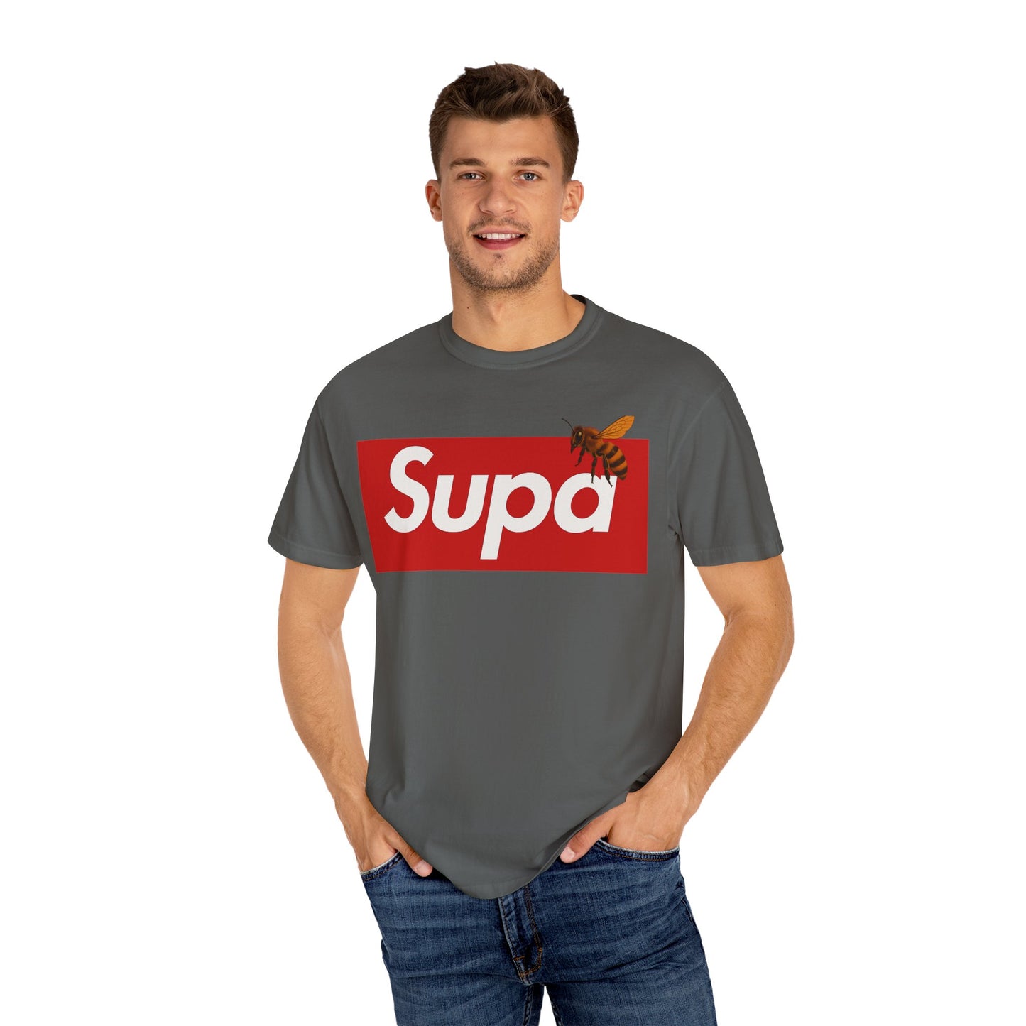 Supa Bee T-Shirt — Retro Box Logo with Honeycomb & Bee Graphic
